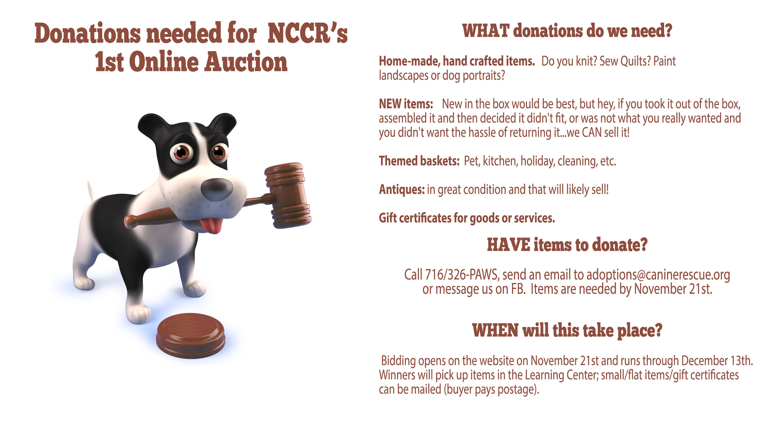 DogAuction2020 Northern Chautauqua Canine Rescue